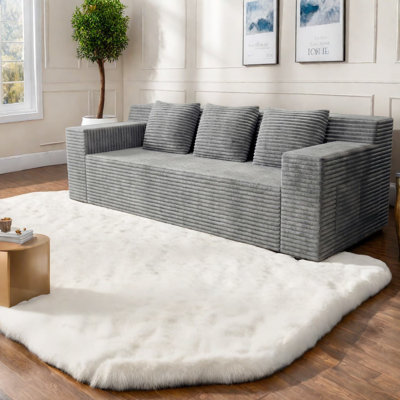 Spacious Love Seat Sofa, Corduroy Upholstery, Modern Style For Versatile Spaces