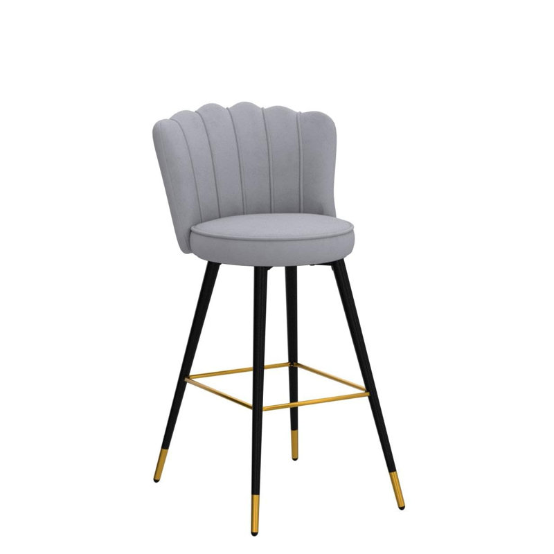 Bowdoin Upholstered Bar Stool, Grey/Brown/Blue