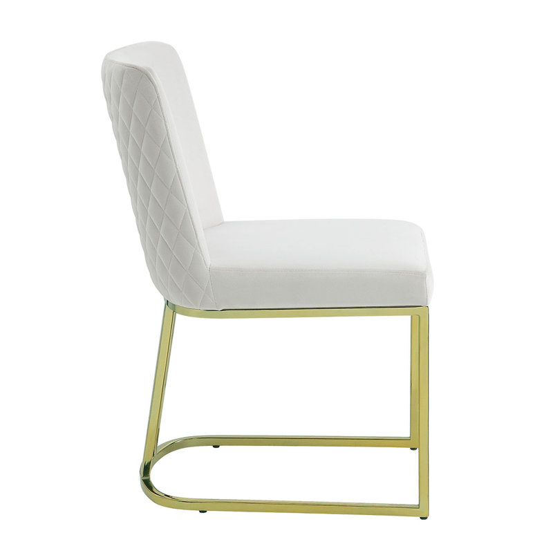 White and Gold Metal Base Side Chair Set of 2