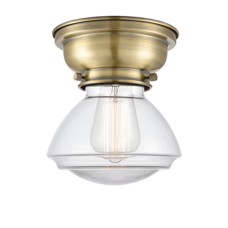 Plafonnier encastré 1 lumière 3,75 po Chesterville, Transparent, Laiton antique, Ampoule DEL 6 watts Vinage