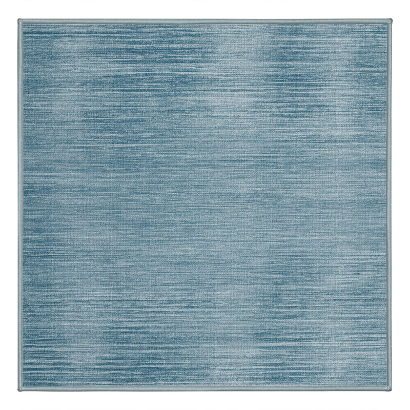 Machine Washable Solid Blue Area Rug, Square 3'