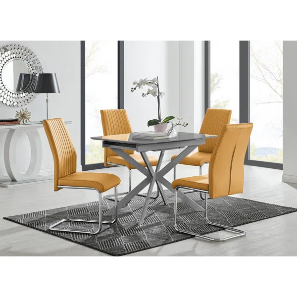 Tierra 4 - Person Dining Set, 75H x 100W x 80D, Mustard