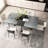 Retro Style Rectangular Dining Table With Stretch Option, Grey Stone Top, Black Iron Foot, & Metal, Storage Box, 165lbs Load Capacity, Seats 6 Ability, Relief Plate, + Bearing