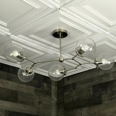 Luminaire suspendu industriel Spoutnik Mid-Century à 5 ampoules Pearsons