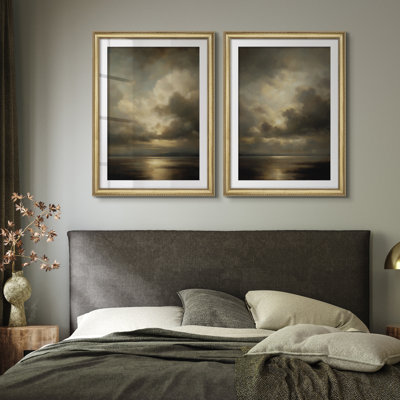 Ensemble de 2 encadrements muraux Premium Premium Fine Art Antique pour chambre à coucher 26 po x 36 po