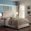 Structure de lit rembourrée en tissu avec tête de lit réglable / style Chesterfield / support à lattes de bois-472233130-472233128