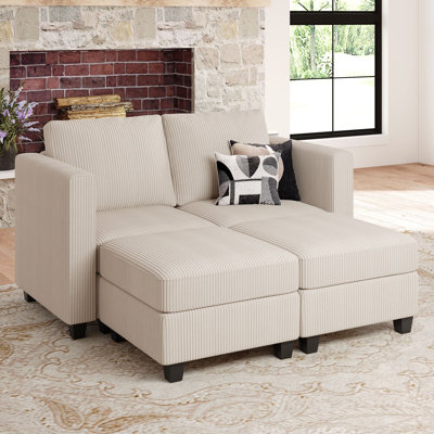 Corduroy Sectional Storage Couch Modular Sofa Bed For Apartment