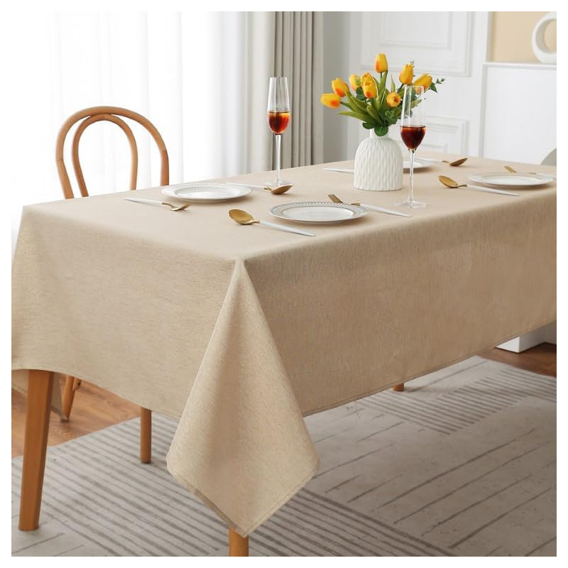 Home Decorative Glitter Rectangular Round Tablecloth Washable Table Cover, Gold, 70" L x 52" W