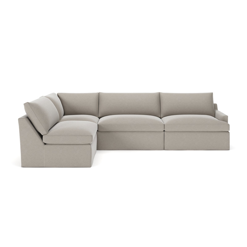 Canapé modulaire 4 pièces Wrenley, Tissage natté lin Drusky Sustain®, Orienté à gauche (vu de face)