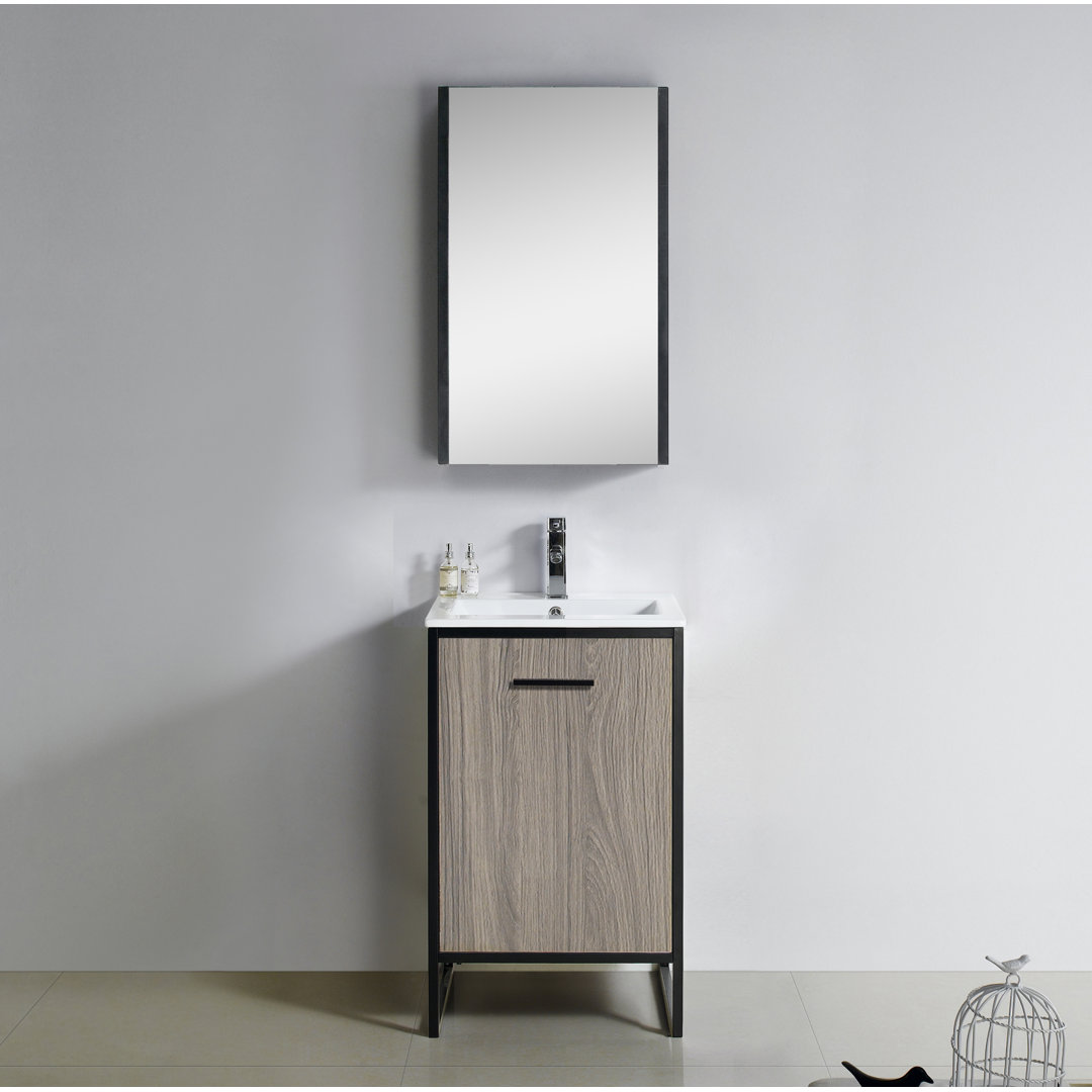 Saray 20'' Single Bathroom Vanity with Vitreous China Top Corrigan Studio® Base