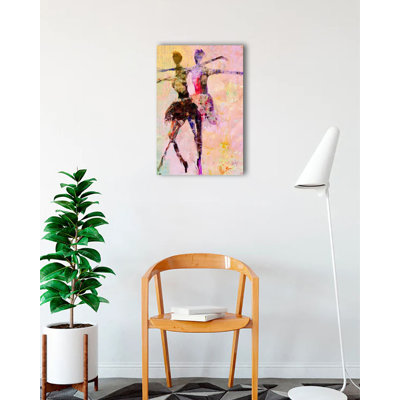 «Watercolor Ballet Dancers Duo II» par Cliff Warner, reproduction d'art sur toile tendue