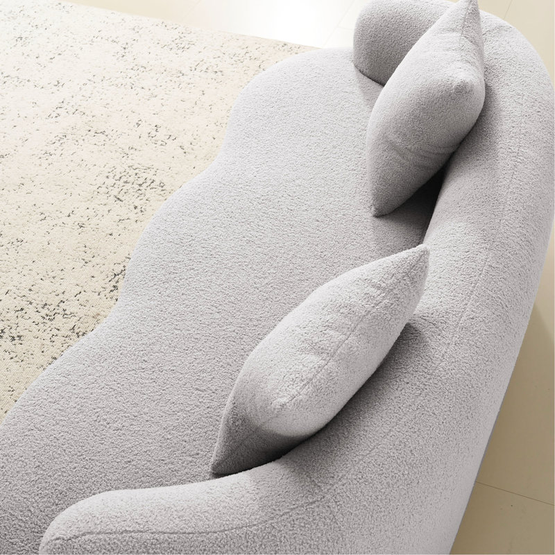 Gris incurvé avec accoudoir rond, 2 sièges pour la chambre à coucher et le bureau, sans assemblage, confortable et fonctionnel, chambre de bureau à compression à ressorts avec coussins en éponge, oreillers, attrayant polyvalent, haute densité