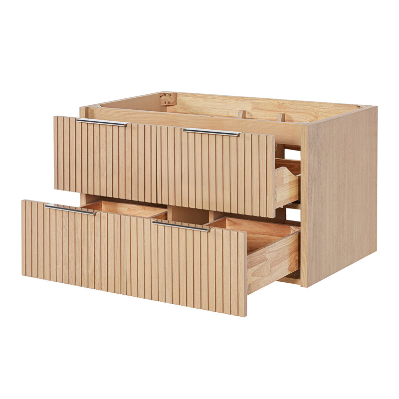 Base de meuble-lavabo mural simple 36 po Lucia en chêne naturel, Chêne naturel