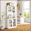 Armoire de cuisine, armoire de rangement autoportante de 72 po avec huche, grand comptoir, portes en verre et tablettes réglables, armoire à micro-ondes, armoire à café pour la salle à manger, blanc