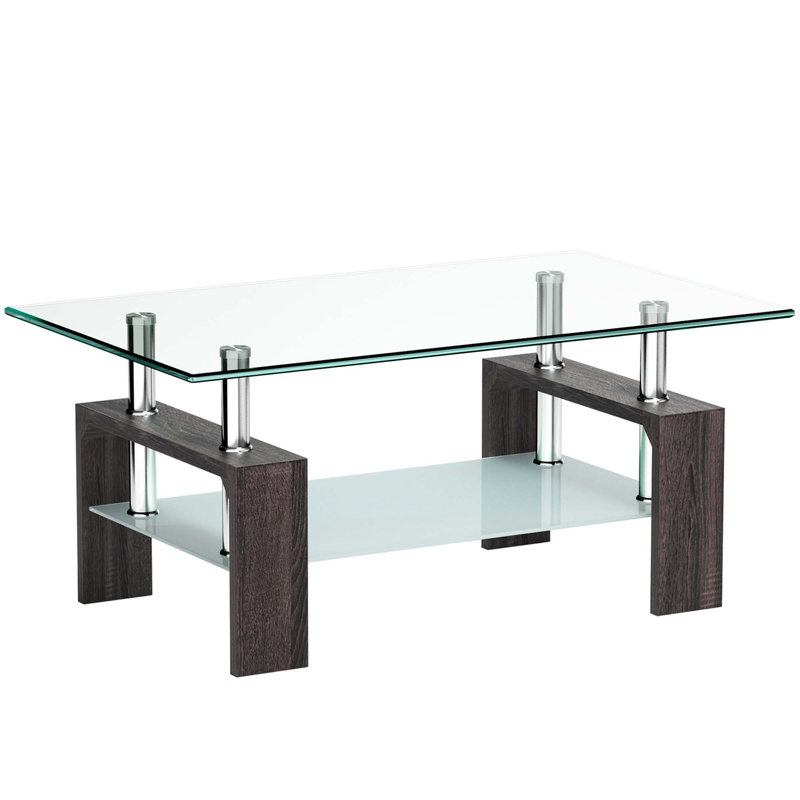 Table de bout rectangulaire en verre pour le salon Wrought Studio