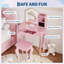 Ensemble de coiffeuse pour enfants avec miroir lumineux et tabouret Princess Style-1235113558