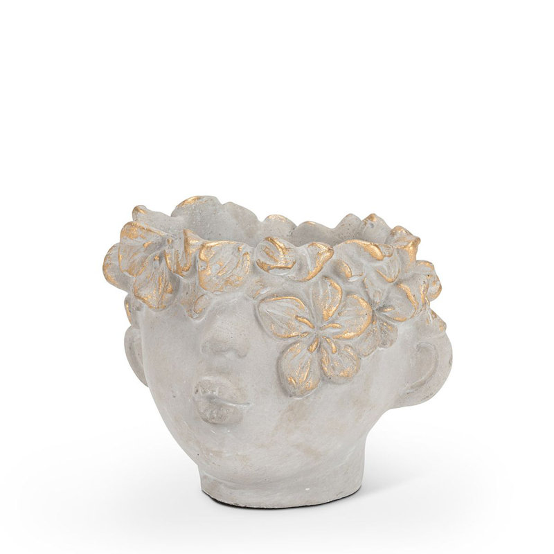 Pot de fleurs statue en ciment Kissing Face, H 4 po x l 3,25 po x P 3,50 po