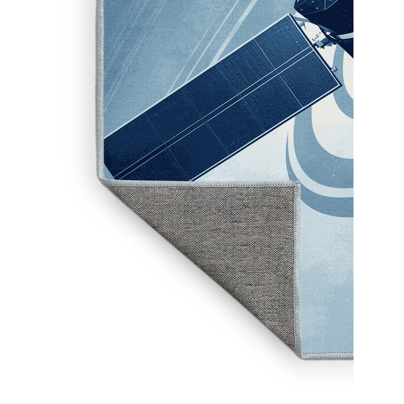 Tapis bleu ciel et bleu pour véhicule lavable à la machine, 4 x 6
