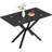 47.24" Rectangular Tempered Glass Dining Table With Black Metal Legs