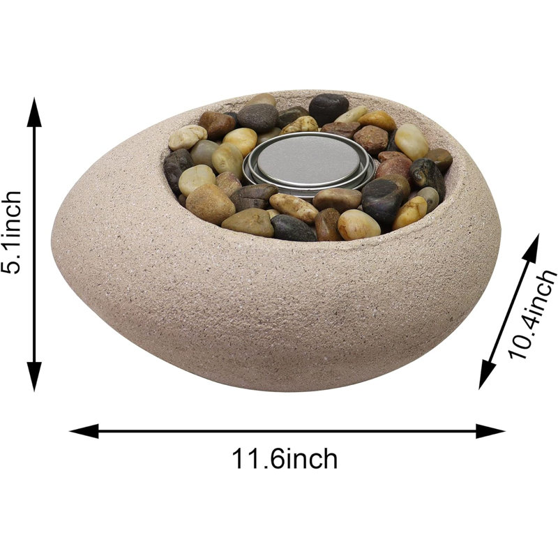 Oval Stone Concrete Ethanol Indoor & Outdoor Tabletop Fireplace