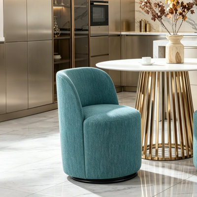 Chaise de salle à manger pivotante en lin, fauteuil d'appoint moderne rembourré avec rotation à 360 degrés, fauteuil de coiffeuse kaki pour salle à manger / salon, chambre à coucher