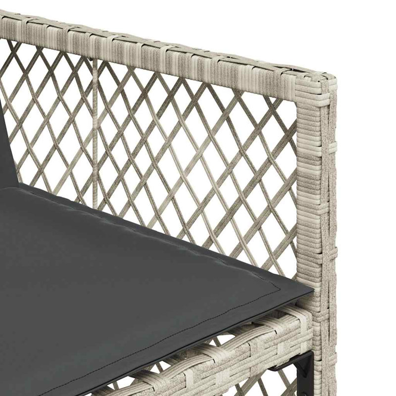 Patio Dining Set Table,, Black, 73cm H x 275cm W x 106cm D, Light Grey