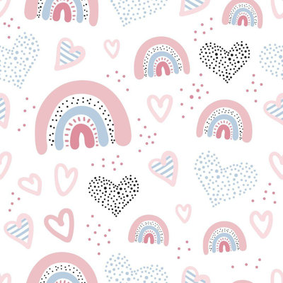 Rainbows Hearts Peel & Stick Wallpaper N015126