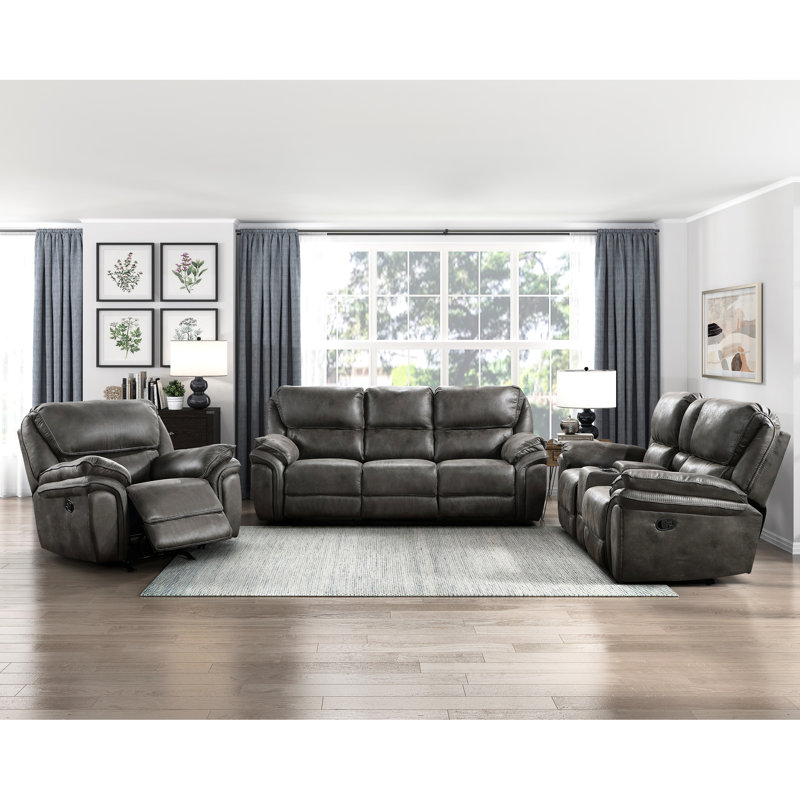 Microfibre grise inclinable, structure en bois massif et en contreplaqué, rembourrage en mousse sur les ressorts ensachés, rembourrage de 32 po de hauteur entièrement inclinée, profondeur d'assise de 24 po