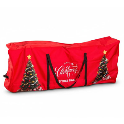9ft Christmas Tree Storage Bag 600D Oxford Waterproof Dual Handles Zipper Wide Opening Red