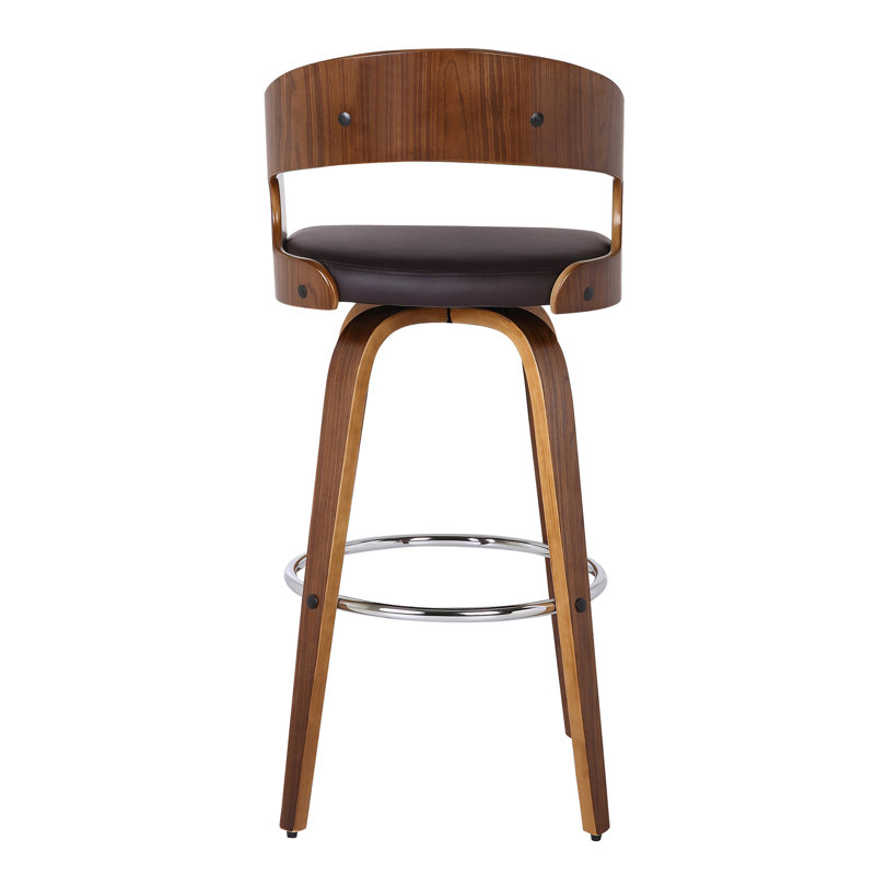 Tabouret pivotant à hauteur de comptoir ou de bar Shelly au fini bois - ensemble , Brun / Noyer, 2