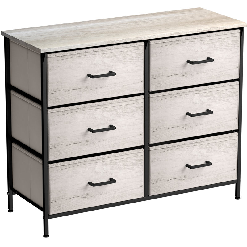 Commodes pour chambre à coucher avec 6 tiroirs, commode pour chambre à coucher, Crème