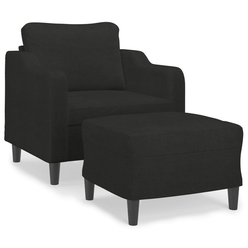  Sofa Chair With Footstool Black, Black