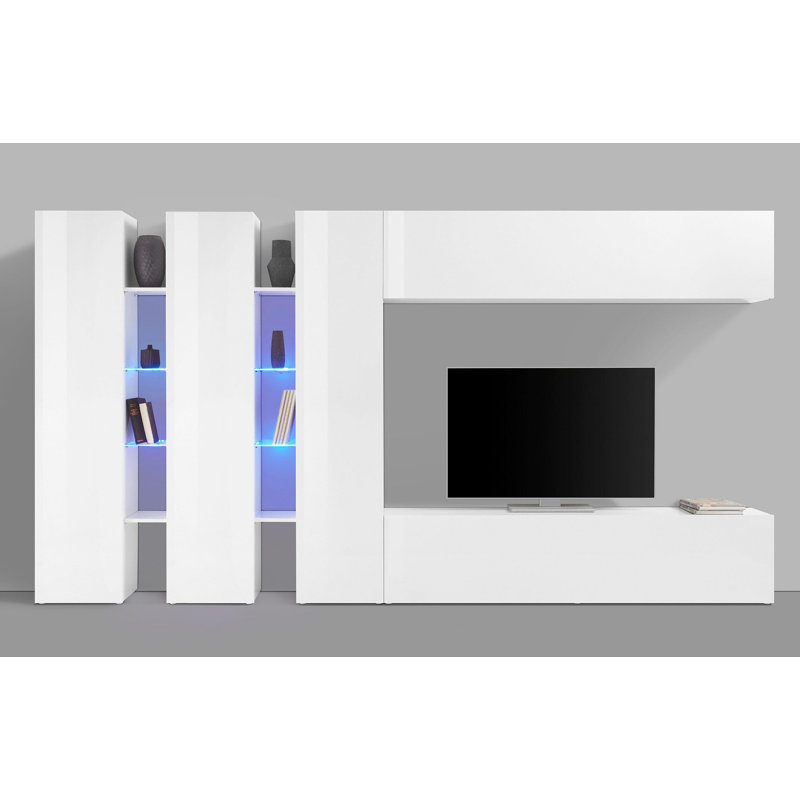 Maruska Unfinished Floating Entertainment Unit for TVs up to 70", White Glossy