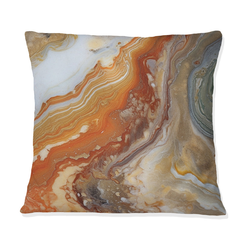 Coussin décoratif orange, beige et turquoise