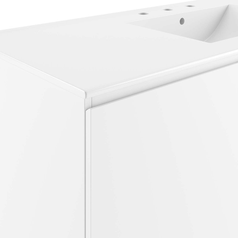 Ensemble de meuble-lavabo mural Bryn, Blanc, Blanc
