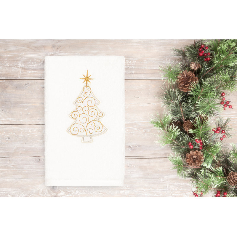 Christmas Midweight Hand Towel, White