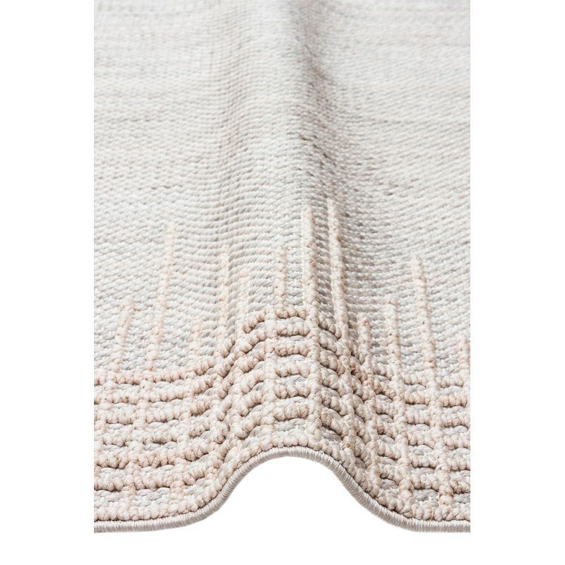 Tapis géométrique tissé à la machine en polyester ivoire Rammer, Rectangle 5 pi 3 po x 7 pi 7 po