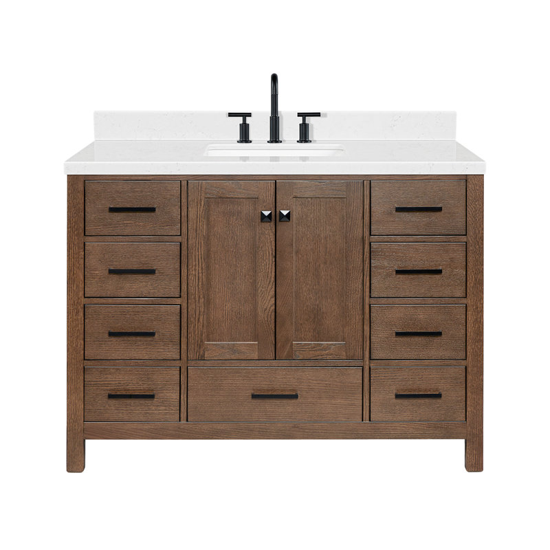 Grevera 48" Single Bathroom Vanity Set, Brown Oak, Rectangular