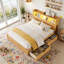 Lit simple avec tiroirs, lit simple en bois avec tête de lit et armoire de rangement escamotable-1690729171-1690729170