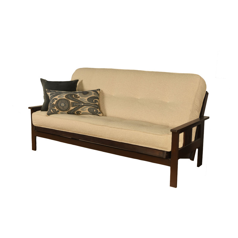 Johnte Full-Size Futon Frame and Full-Size Innerspring Mattress, À ressorts, Canton crème, Espresso
