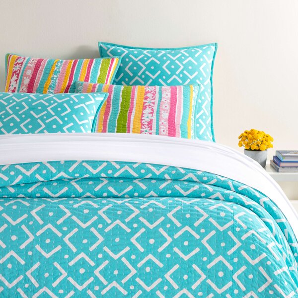 Pine Cone Hill Happy Go Lucky Aqua Coverlet | Perigold