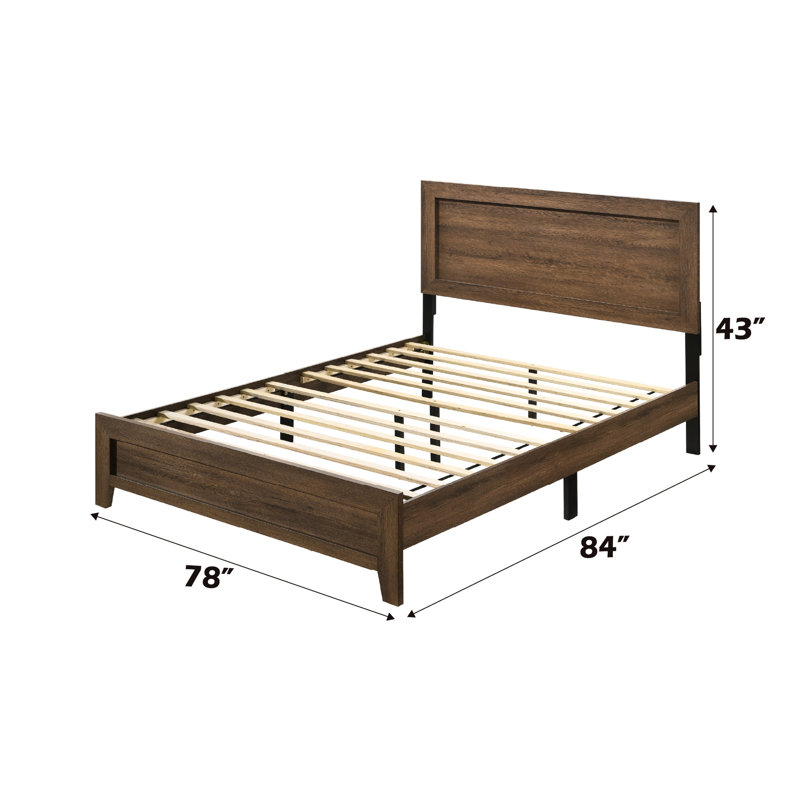 Finition en chêne - lit Ek - panneau avec tête de lit rectangulaire et profil bas pour les styles de chambre à coucher modernes - sommier tapissier - 12 lattes élégantes avec moulure surélevée