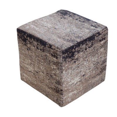 Repose-pieds carré 16 po x 16 po gris vieilli et beige