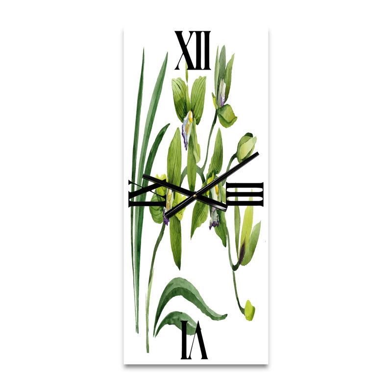 Orchidée verte - Horloge murale traditionnelle, Grand