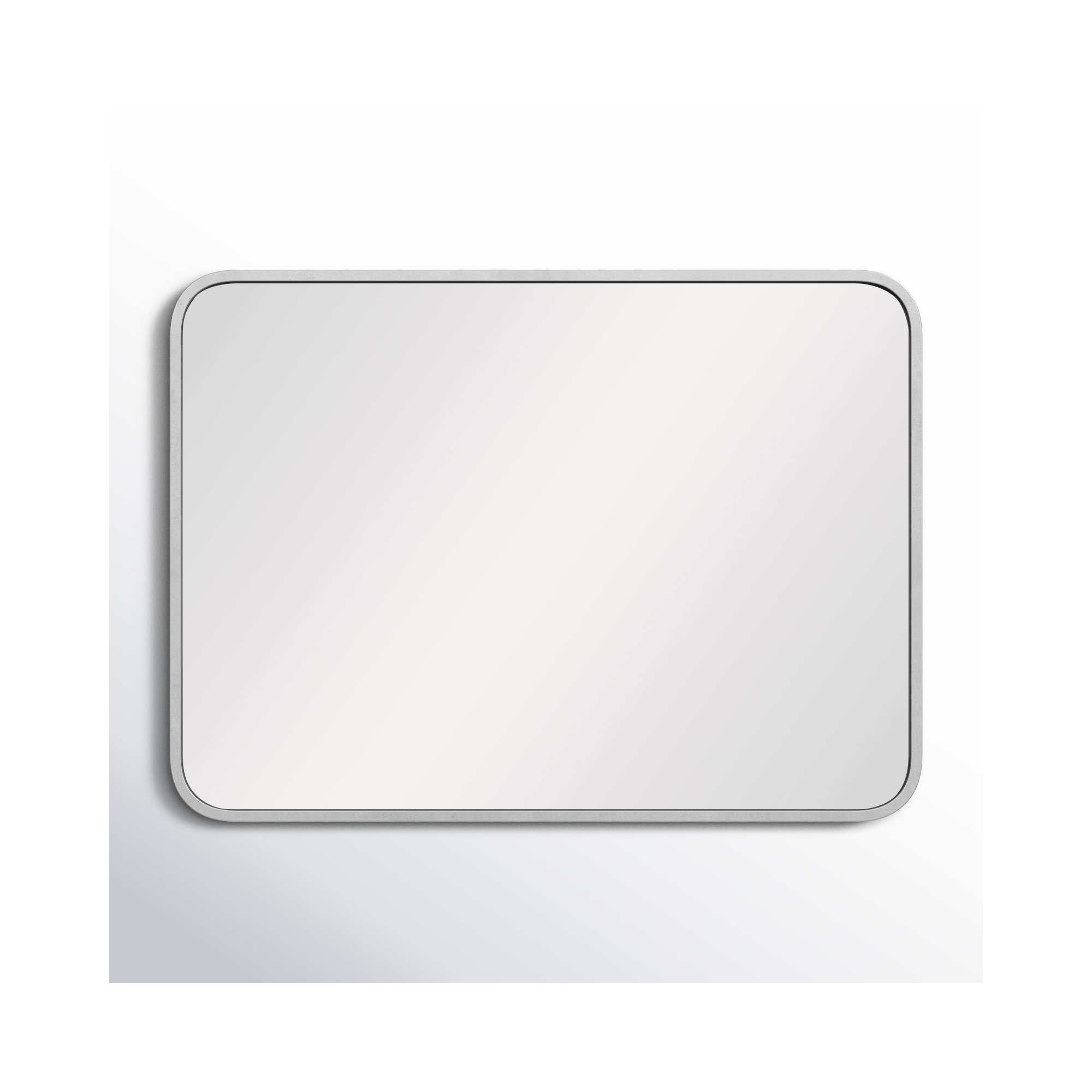 Sabine Metal Rounded Rectangle Wall Mirror, 30" x 22", Silver