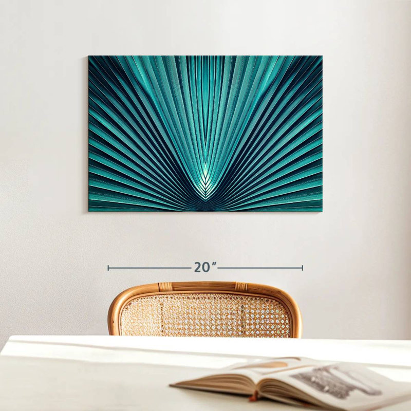 Harnek Abstract Blue Palm, 16" H x 24" W