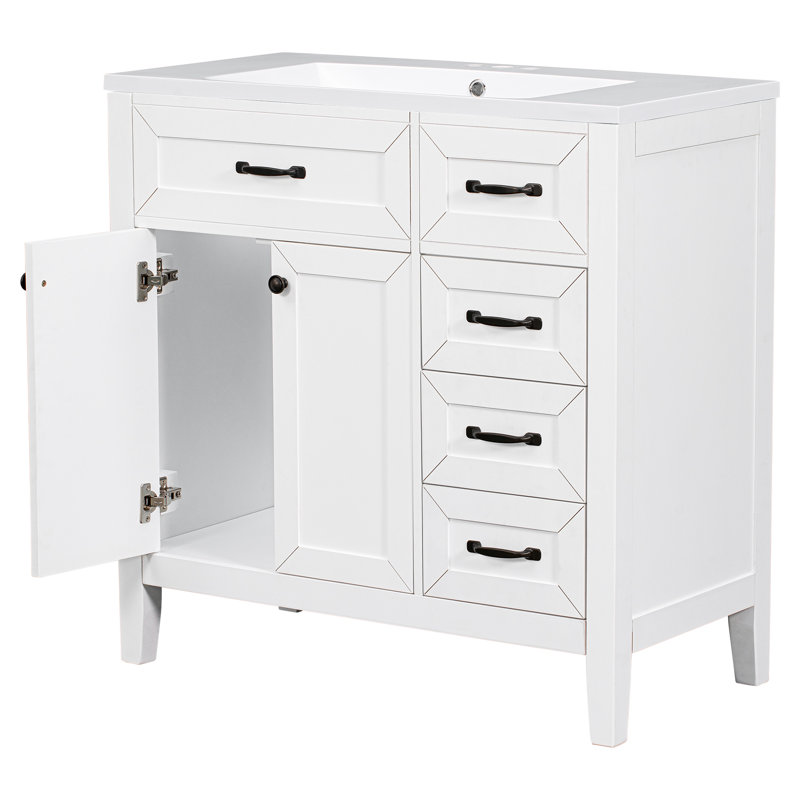 36" Bathroom Vanity With Sink Combo, White