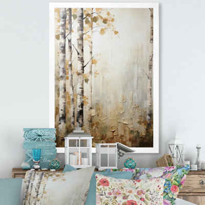 «Beige And Gold Minimalisme Forest», reproduction d'art sur toile