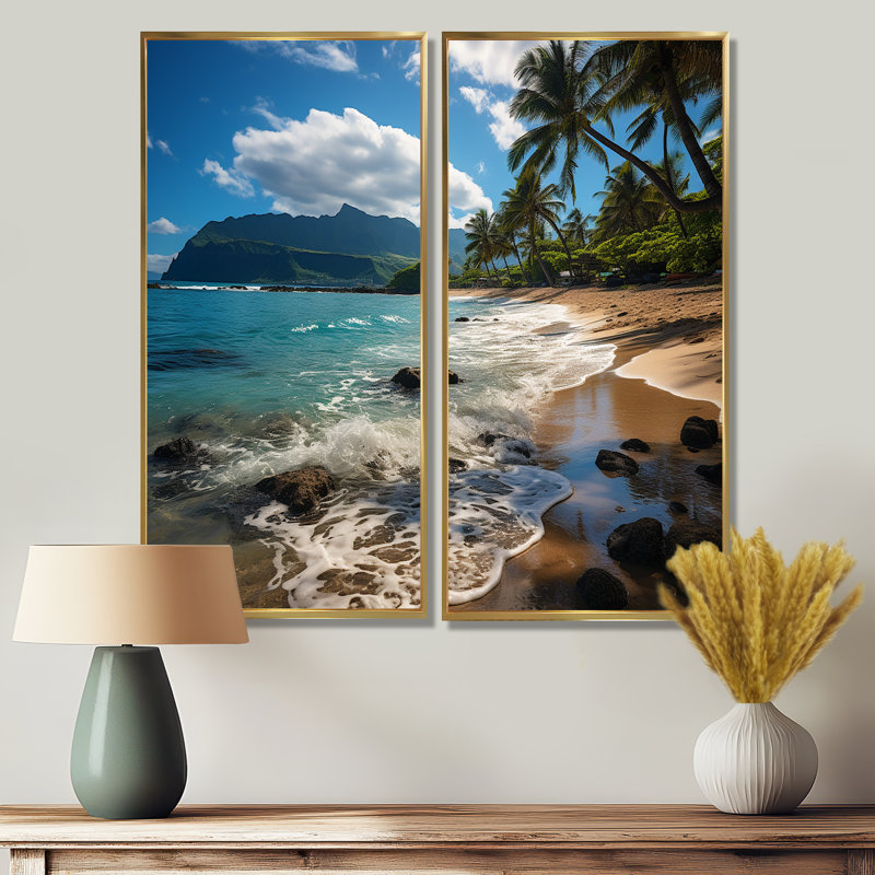 Aloha Tropical Dreamscape Ii - impressions d'art tropicales sur toile, H 40 po x l 40 po, Doré