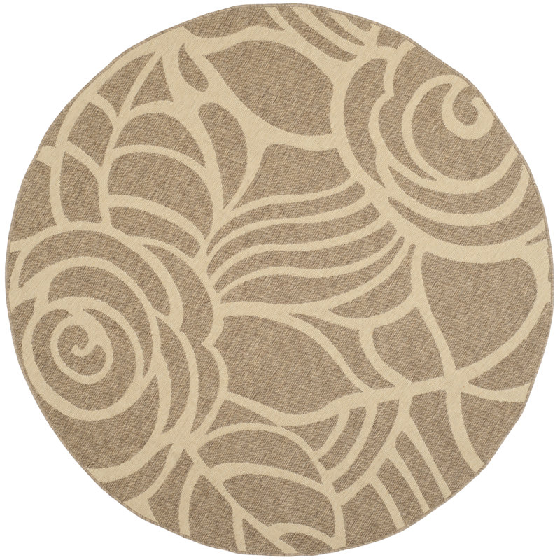 Arneshia Floral Brown Indoor / Outdoor Area Indoor/Outdoor Area Rug, Round 6'7"